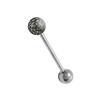 Crystal tongue barbell with epoxy on gems