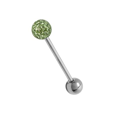 Crystal tongue barbell with epoxy on gems