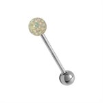 Crystal tongue barbell with epoxy on gems