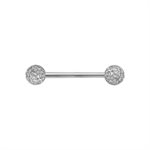 Crystal nipple barbell with epoxy on gems