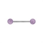 Crystal nipple barbell with epoxy on gems