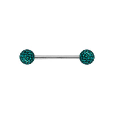 Crystal nipple barbell with epoxy on gems