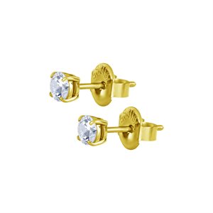 Boucles d’oreilles plaquées or 24k avec zircon rond griffé