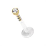 Labret push in en Bioplast avec disque en or 18k avec pierre