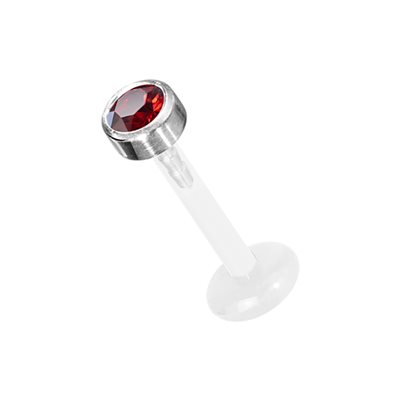 Labret push in en Bioplast avec disque en titanium et pierre