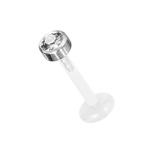 Labret push in en Bioplast avec disque en titanium et pierre