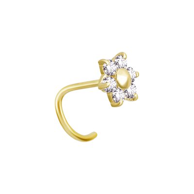 Bijou de nez courbé en or 18k avec une fleur