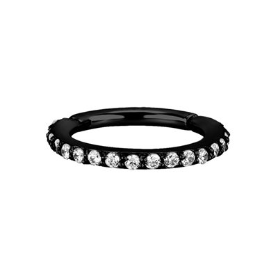 Black steel jewelled hinged segment clicker ring