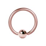 24k rose gold plated steel fixed ball closure ring