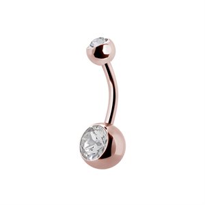 24k rose gold plated steel double jewelled navel banana