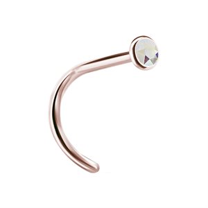 24k rose gold plated steel jewelled nosescrew