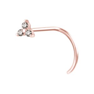 24k rose gold plated steel jewelled trinity nosescrew