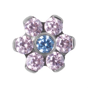 Titanium internal jewelled flower attachment