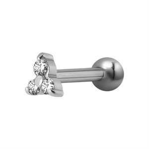 One side internal barbell with jewelled trinity