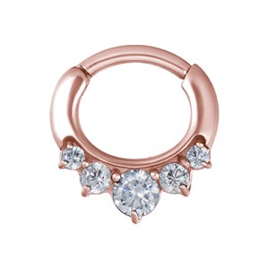 24k rose gold plated steel jewelled clicker ring