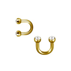 Barbell circulaire en forme de U plaqué or 24k avec pierres