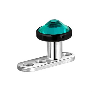 Titanium dermal anchor with black jewelled disc