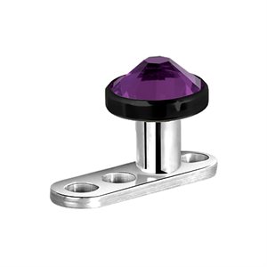 Titanium dermal anchor with black jewelled disc