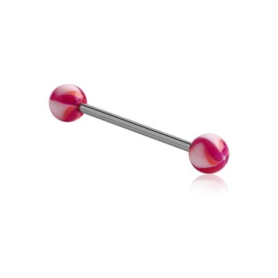 Barbell de langue avec boules en acryliques motif fleurs