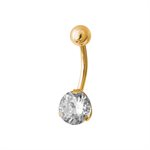 Banane de nombril plaqué or 24k avec zircon rond