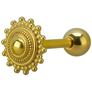 Barbell de langue plaqué or 24k avec un design tribal