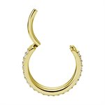 24k gold plated jewelled hinged conch clicker double rings