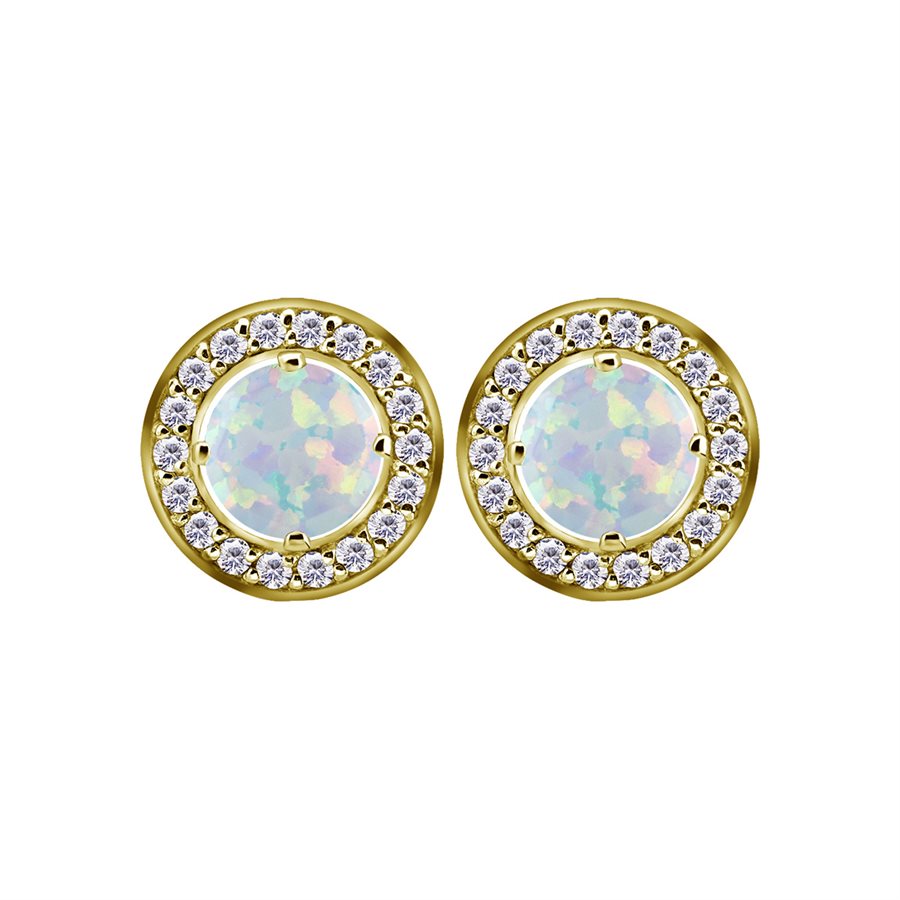 Boucle d'oreilles plaquées or 24k avec opal et pierres