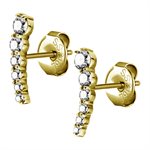 24k gold plated jewelled crescent climber earstuds