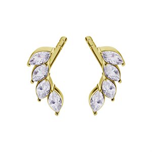 Boucles d'oreilles plaquées or 24k avec marquise en pierres