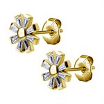 Boucles d'oreilles plaquées or 24k avec fleurs et pierres