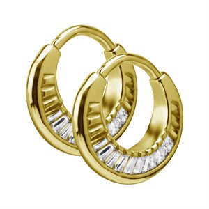 24k gold plated 2 faced jewelled hoop earrings