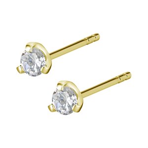 Boucles d'oreilles plaquées or 24k avec pierre griffée ronde