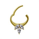 24k gold plated hinged oval jewelled daith clicker