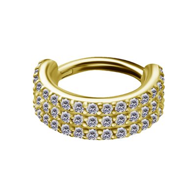 24k gold plated CoCr jewelled hinged clicker ring