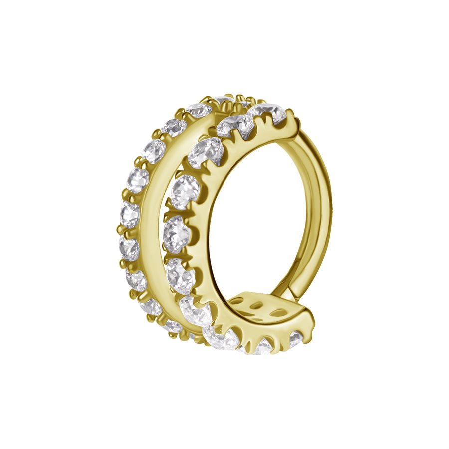 18k gold plated CoCr clicker with jewelled double rings