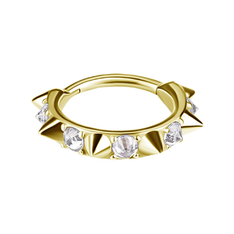 18k gold plated CoCr jewelled clicker ring with spike