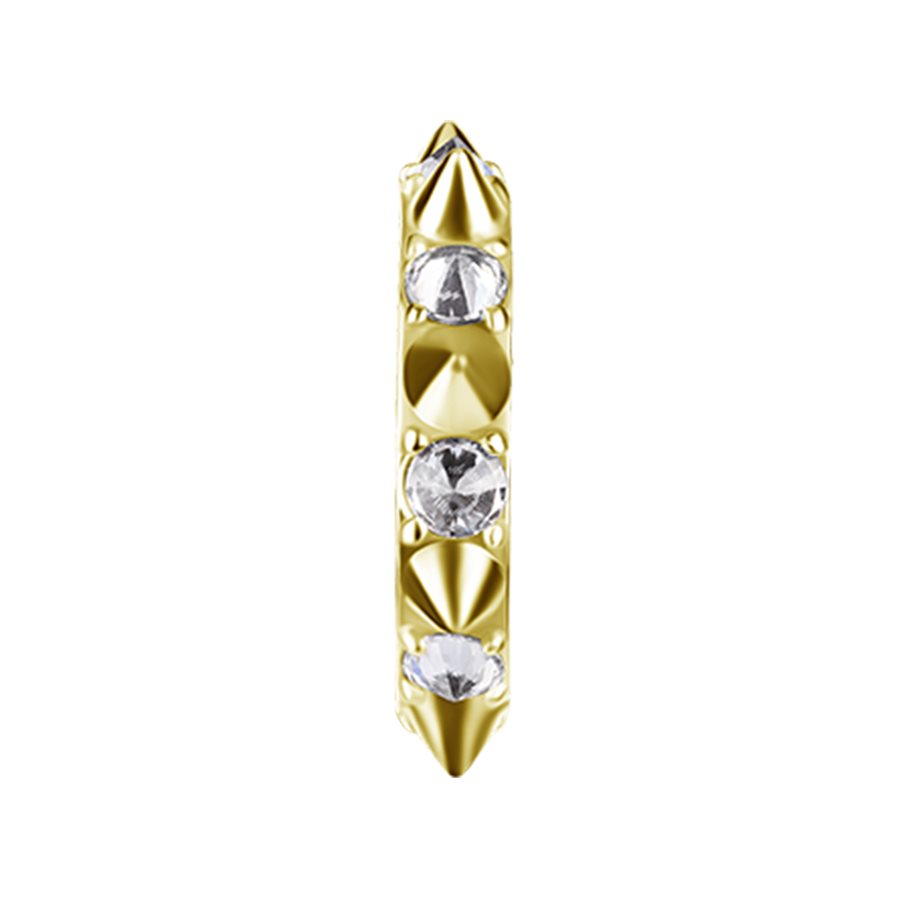 18k gold plated CoCr jewelled clicker ring with spike