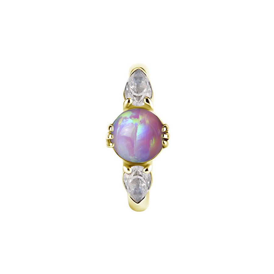 18k gold plated CoCr belly clicker ring w. opal and zirconia