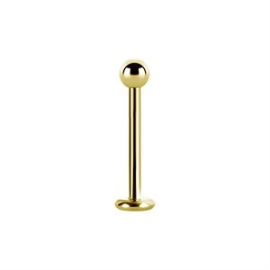 24k gold plated titanium internal labret with ball