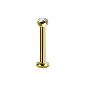 Labret interne en titanium plaqué or 24k avec zircon premium