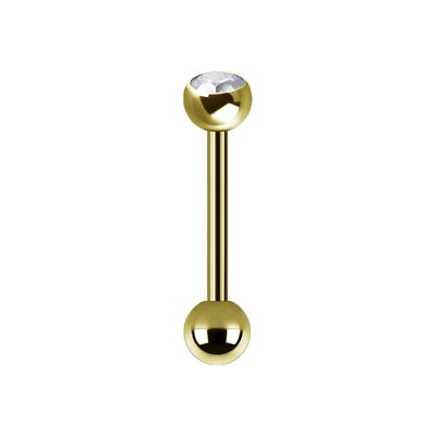 24k gold plated titanium internal barbell with zirconia