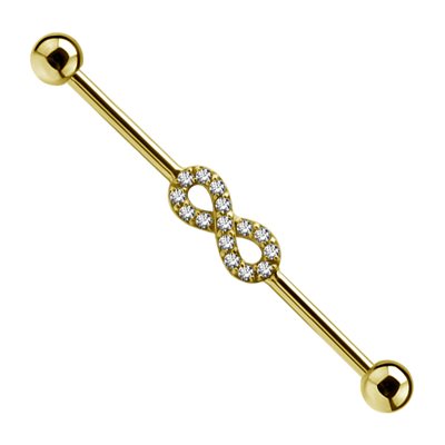 Barbell industriel plaquée or 24k avec des pierres