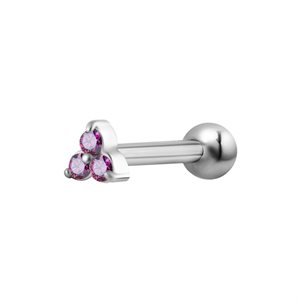 One side internal barbell with jewelled trinity