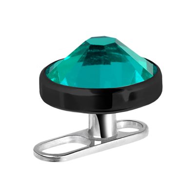 Dermal long trou en titanium avec un disque noir et pierre