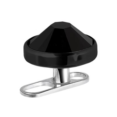 Dermal long trou en titanium avec un disque noir et pierre