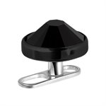 Titanium long hole dermal anchor with black jewelled disc