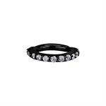 Black steel jewelled hinged segment clicker ring