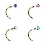 Zircon gold steel jewelled nosescrew