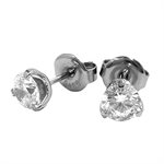 Round cubic zirconia earstud