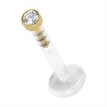 Labret push in en Bioplast avec disque en or 18k avec pierre